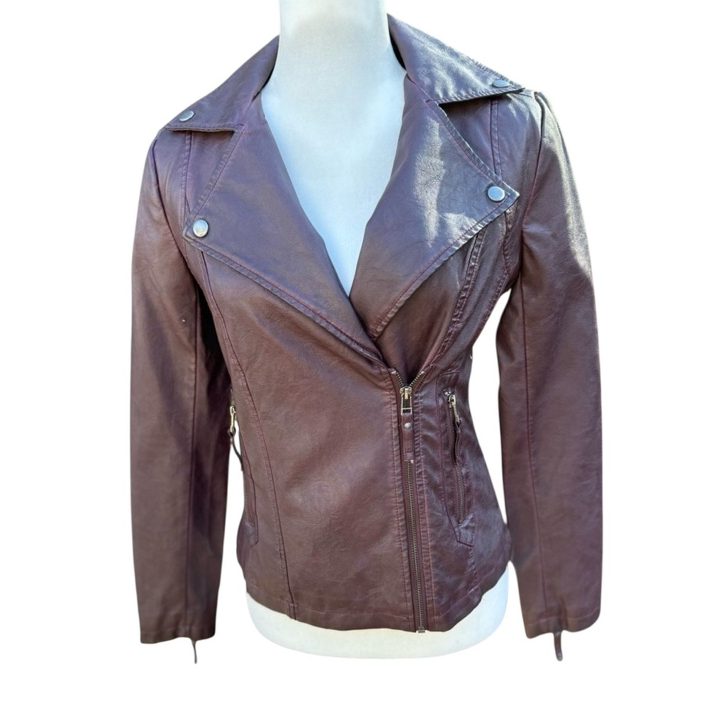 Max Studio Women’s Biker/Moto Style Jacket Dark Plum/Burgundy Size XSmall NWTS